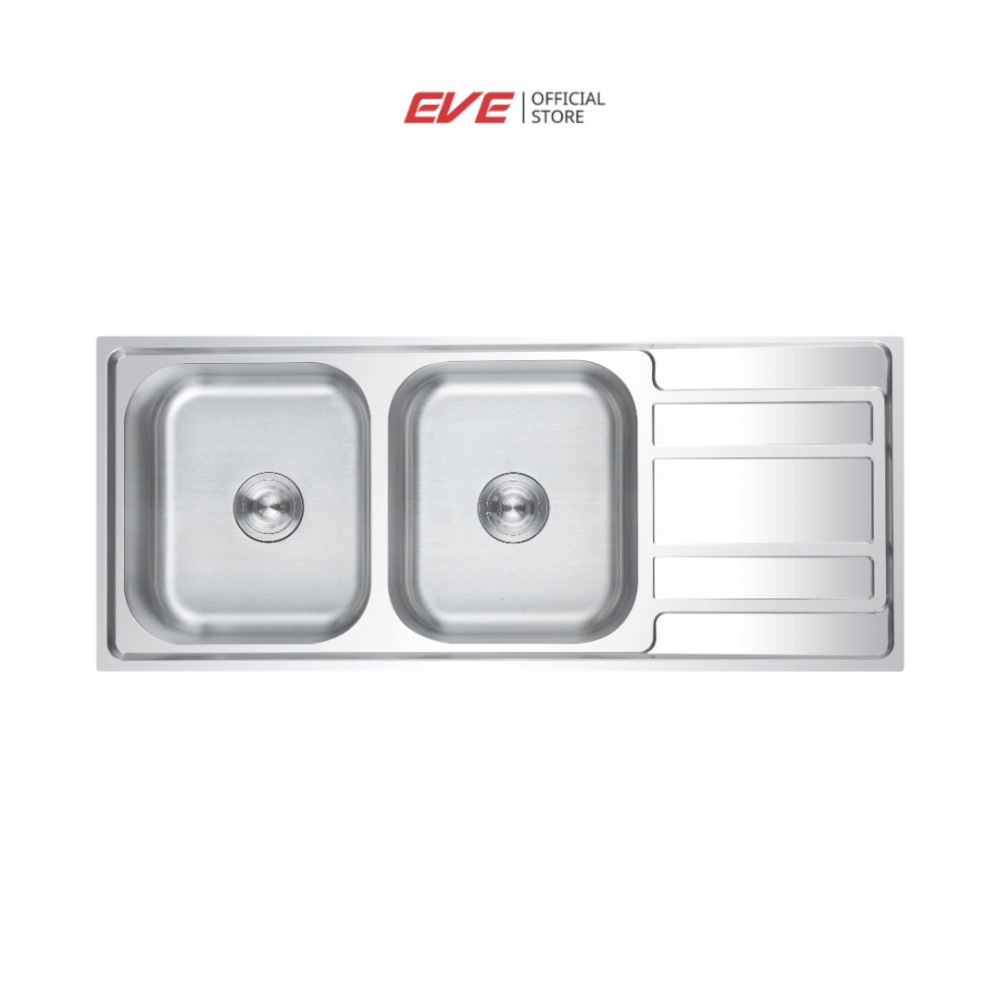 ซิงค์ล้างจานสแตนเลส 2 หลุม มีที่พักจาน EVE EGO 1200/500 ขนาด 120 เซนติเมตร